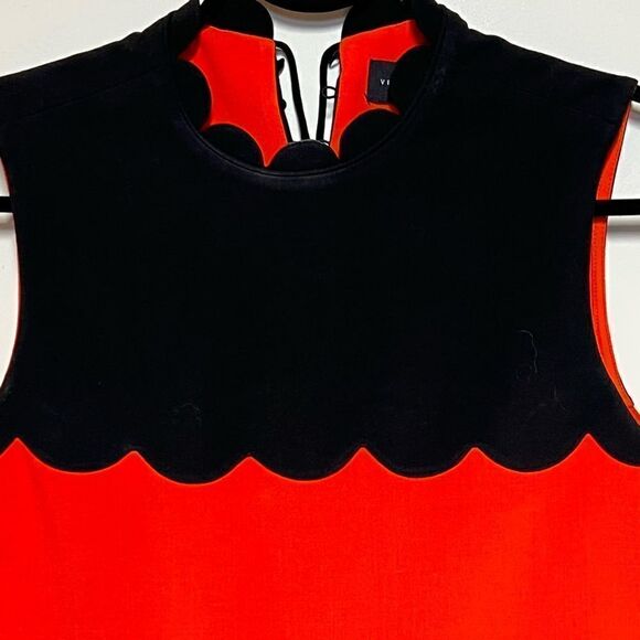 NWOT VICTORIA BECKHAM FOR TARGET SCALLOPS BLACK ORANGE DRESS Sz S - Picture 6 of 8